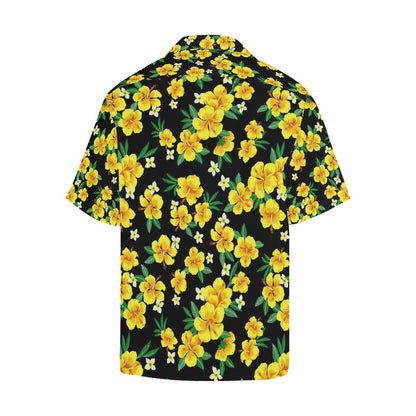 Yellow Hibiscus Pattern Print Design HB08 Men Hawaiian Shirt-JorJune