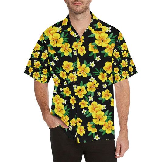 Yellow Hibiscus Pattern Print Design HB08 Men Hawaiian Shirt-JorJune