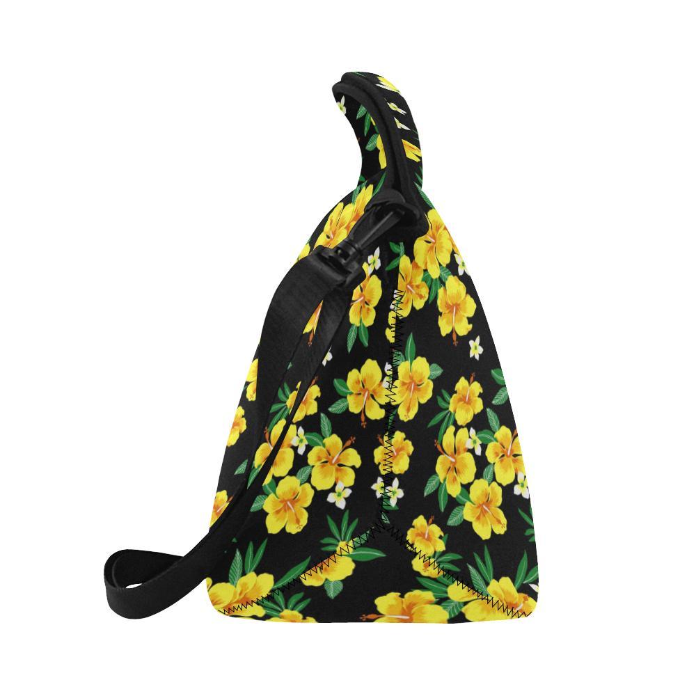 Yellow Hibiscus Pattern Print Design HB08 Neoprene Lunch Bag-JorJune