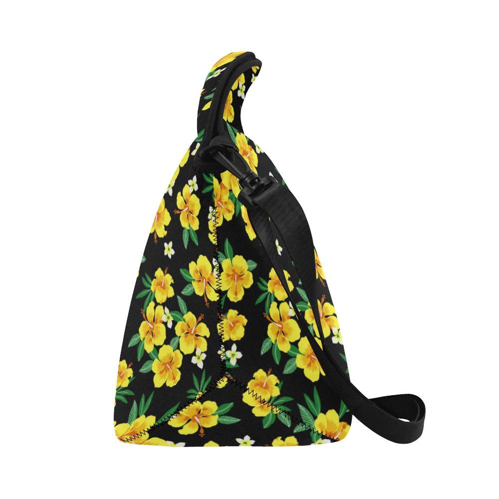 Yellow Hibiscus Pattern Print Design HB08 Neoprene Lunch Bag-JorJune