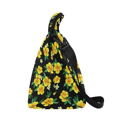 Yellow Hibiscus Pattern Print Design HB08 Neoprene Lunch Bag-JorJune