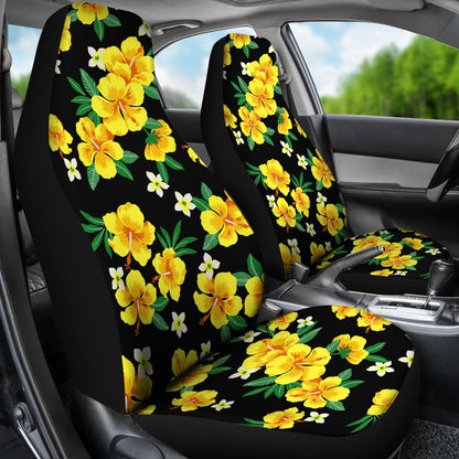 Yellow Hibiscus Pattern Print Design HB08 Universal Fit Car Seat Covers-JorJune