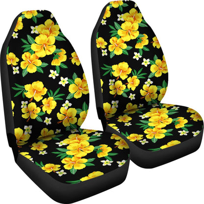 Yellow Hibiscus Pattern Print Design HB08 Universal Fit Car Seat Covers-JorJune