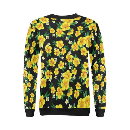 Yellow Hibiscus Pattern Print Design HB08 Women Long Sleeve Sweatshirt-JorJune