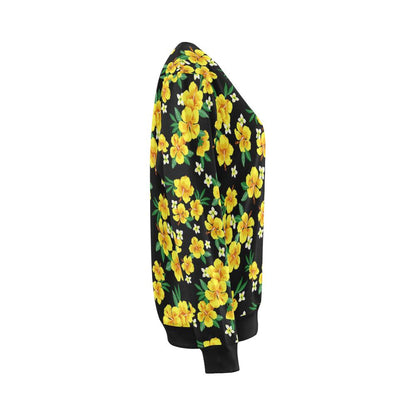 Yellow Hibiscus Pattern Print Design HB08 Women Long Sleeve Sweatshirt-JorJune