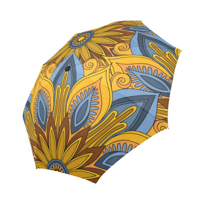 Yellow Mandala Hindu Automatic Foldable Umbrella