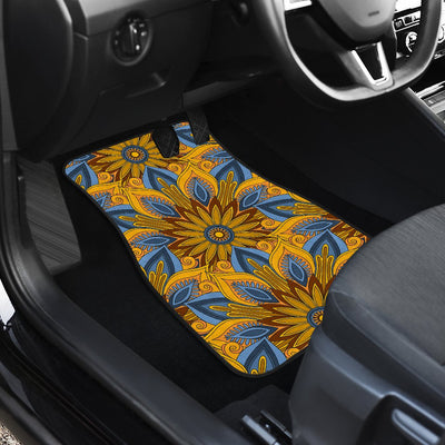 Yellow Mandala Hindu Car Floor Mats