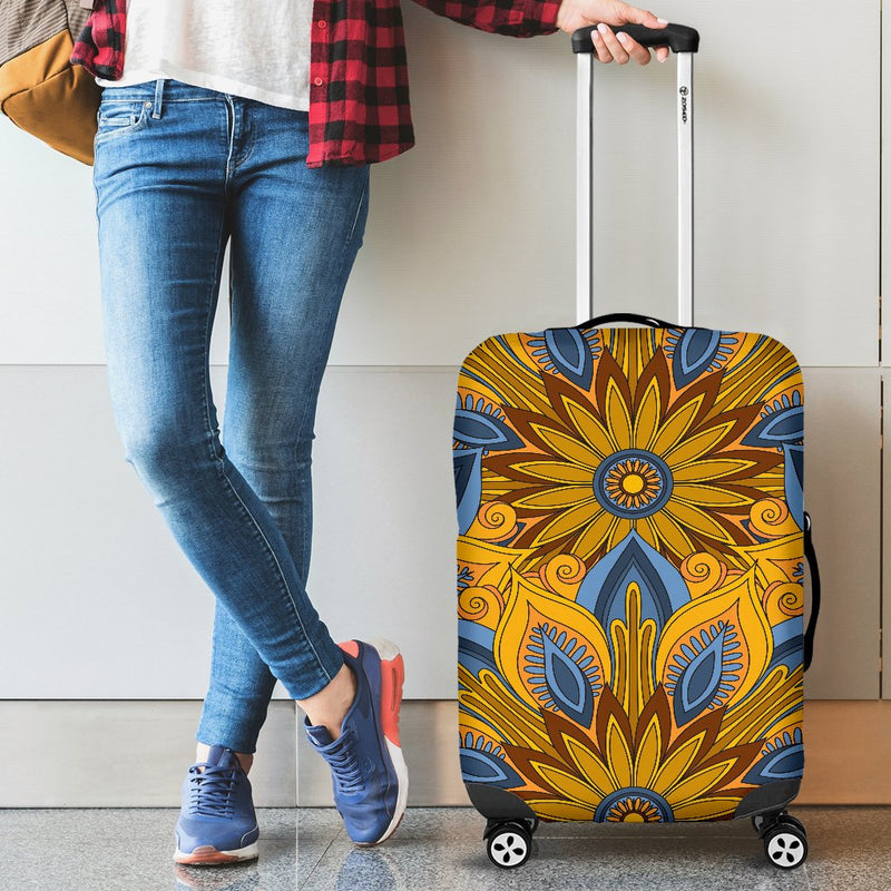 Yellow Mandala Hindu Luggage Cover Protector