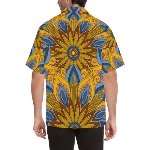 Yellow Mandala Hindu Men Hawaiian Shirt