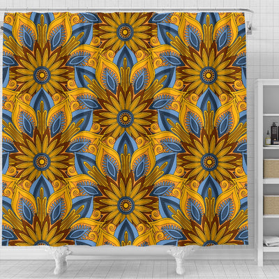 Yellow Mandala Hindu Shower Curtain