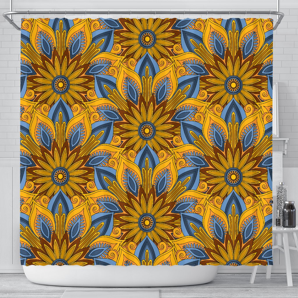 Yellow Mandala Hindu Shower Curtain