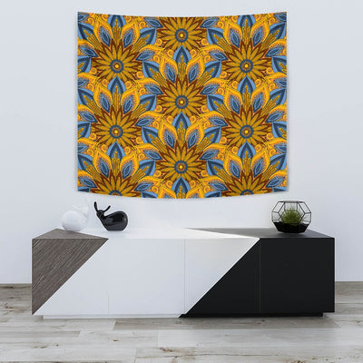 Yellow Mandala Hindu Wall Tapestry