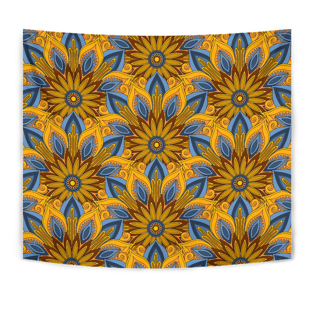 Yellow Mandala Hindu Wall Tapestry