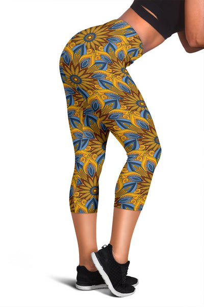 Yellow Mandala Hindu Women Capris