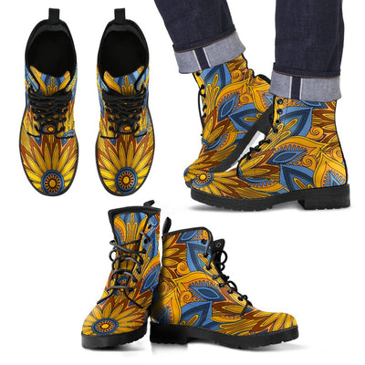 Yellow Mandala Hindu Women & Men Leather Boots