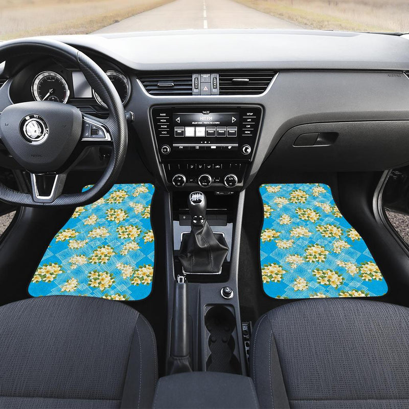 Yellow Plumeria Design Print Pattern Car Floor Mats-JORJUNE.COM