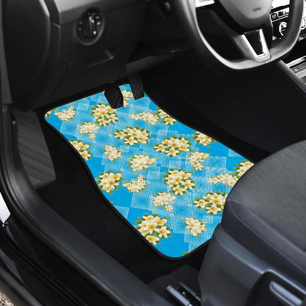 Yellow Plumeria Design Print Pattern Car Floor Mats-JORJUNE.COM