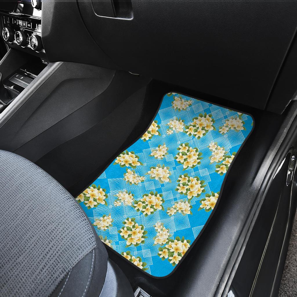 Yellow Plumeria Design Print Pattern Car Floor Mats-JORJUNE.COM