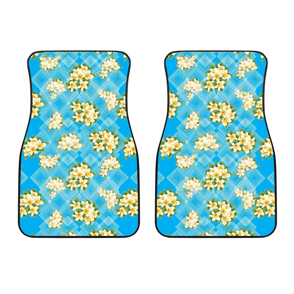 Yellow Plumeria Design Print Pattern Car Floor Mats-JORJUNE.COM