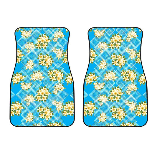 Yellow Plumeria Design Print Pattern Car Floor Mats-JORJUNE.COM