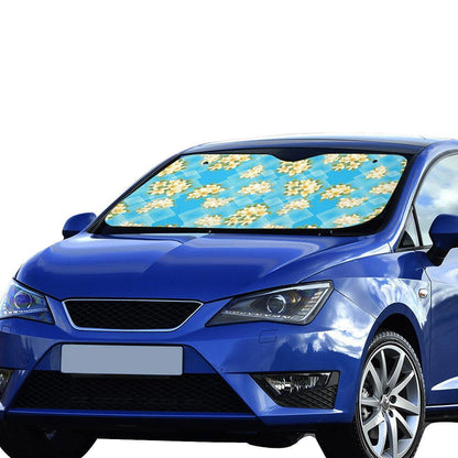 Yellow Plumeria Design Print Pattern Car Sun Shade-JorJune