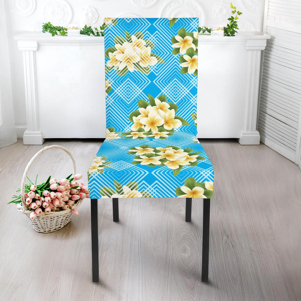 Yellow Plumeria Design Print Pattern Dining Chair Slipcover-JORJUNE.COM