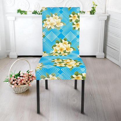 Yellow Plumeria Design Print Pattern Dining Chair Slipcover-JORJUNE.COM