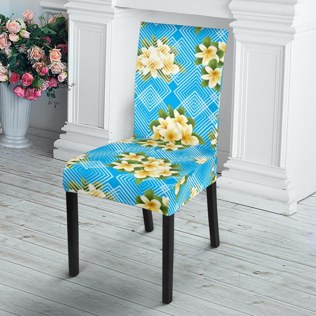 Yellow Plumeria Design Print Pattern Dining Chair Slipcover-JORJUNE.COM