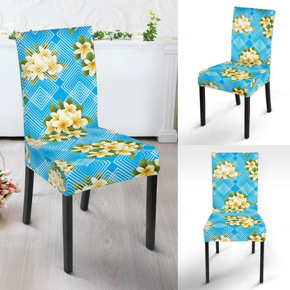 Yellow Plumeria Design Print Pattern Dining Chair Slipcover-JORJUNE.COM