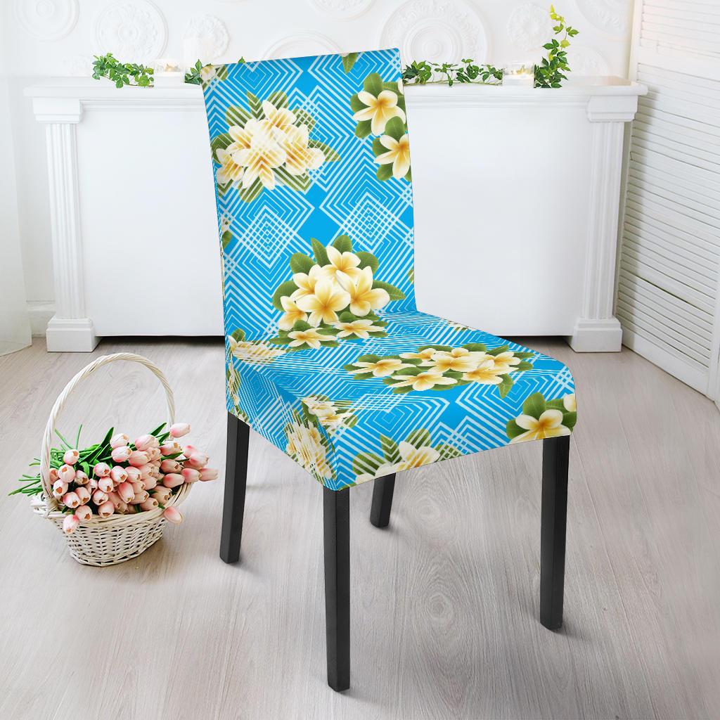 Yellow Plumeria Design Print Pattern Dining Chair Slipcover-JORJUNE.COM