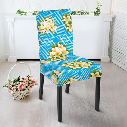 Yellow Plumeria Design Print Pattern Dining Chair Slipcover-JORJUNE.COM