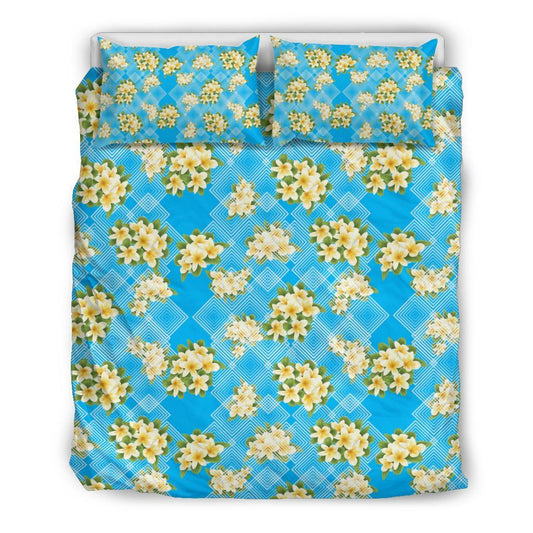 Yellow Plumeria Design Print Pattern Duvet Cover Bedding Set-JORJUNE.COM