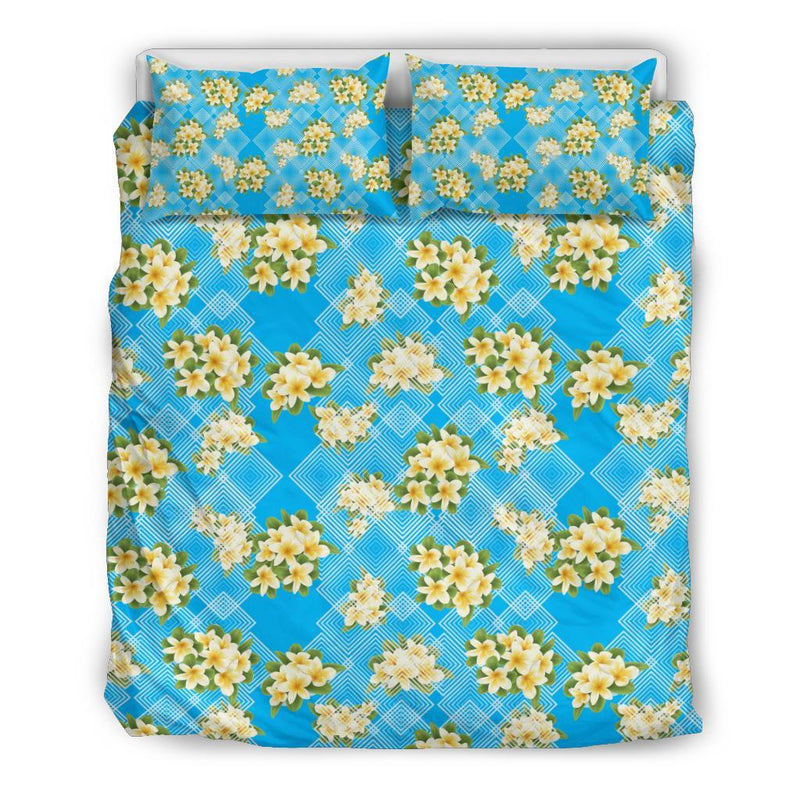 Yellow Plumeria Design Print Pattern Duvet Cover Bedding Set-JORJUNE.COM