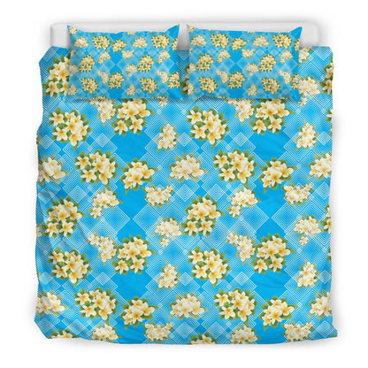 Yellow Plumeria Design Print Pattern Duvet Cover Bedding Set-JORJUNE.COM