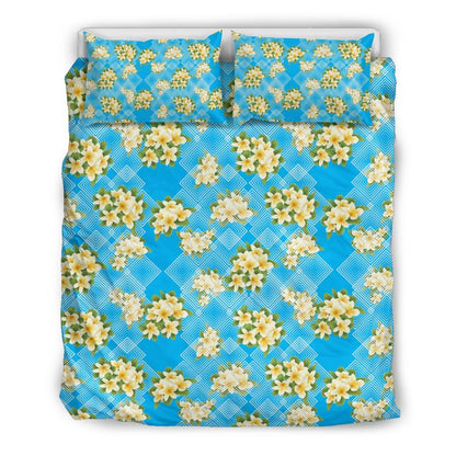Yellow Plumeria Design Print Pattern Duvet Cover Bedding Set-JORJUNE.COM
