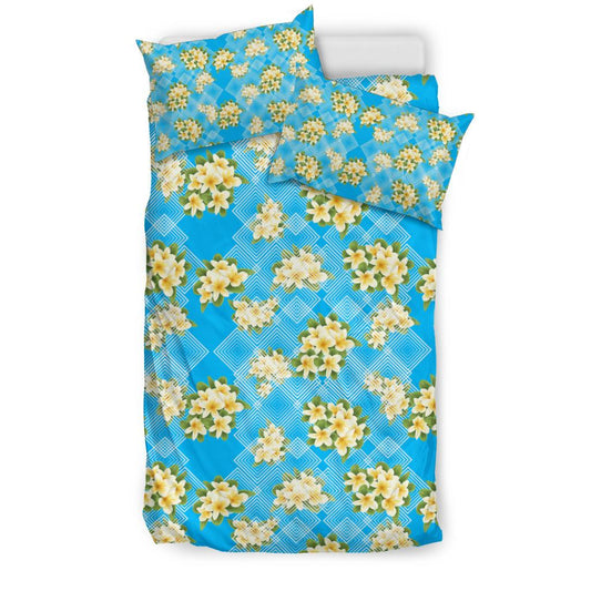 Yellow Plumeria Design Print Pattern Duvet Cover Bedding Set-JORJUNE.COM