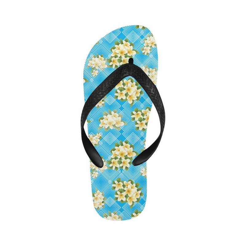 Yellow Plumeria Design Print Pattern Flip Flops-JorJune