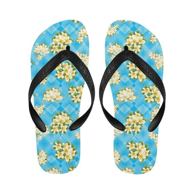 Yellow Plumeria Design Print Pattern Flip Flops-JorJune