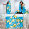 Yellow Plumeria Design Print Pattern Hooded Blanket-JORJUNE.COM