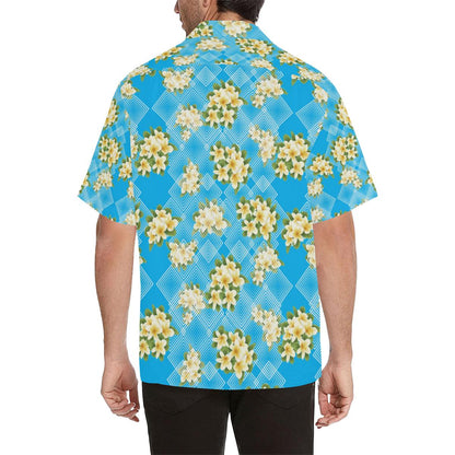 Yellow Plumeria Design Print Pattern Men Hawaiian Shirt-JorJune