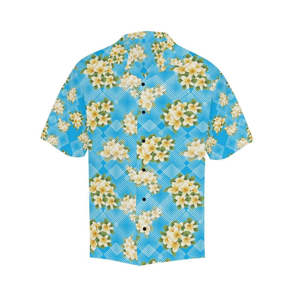 Yellow Plumeria Design Print Pattern Men Hawaiian Shirt-JorJune