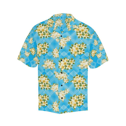 Yellow Plumeria Design Print Pattern Men Hawaiian Shirt-JorJune