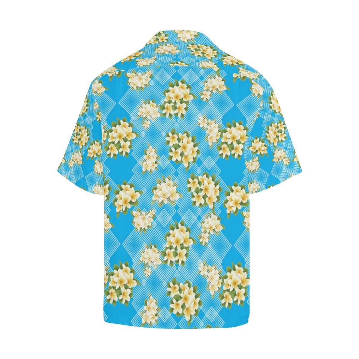 Yellow Plumeria Design Print Pattern Men Hawaiian Shirt-JorJune