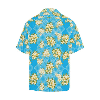 Yellow Plumeria Design Print Pattern Men Hawaiian Shirt-JorJune