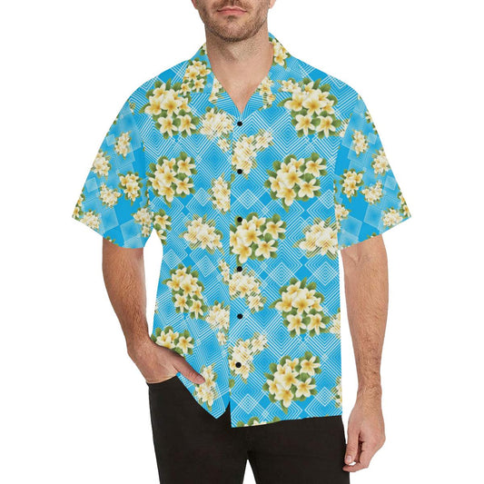 Yellow Plumeria Design Print Pattern Men Hawaiian Shirt-JorJune