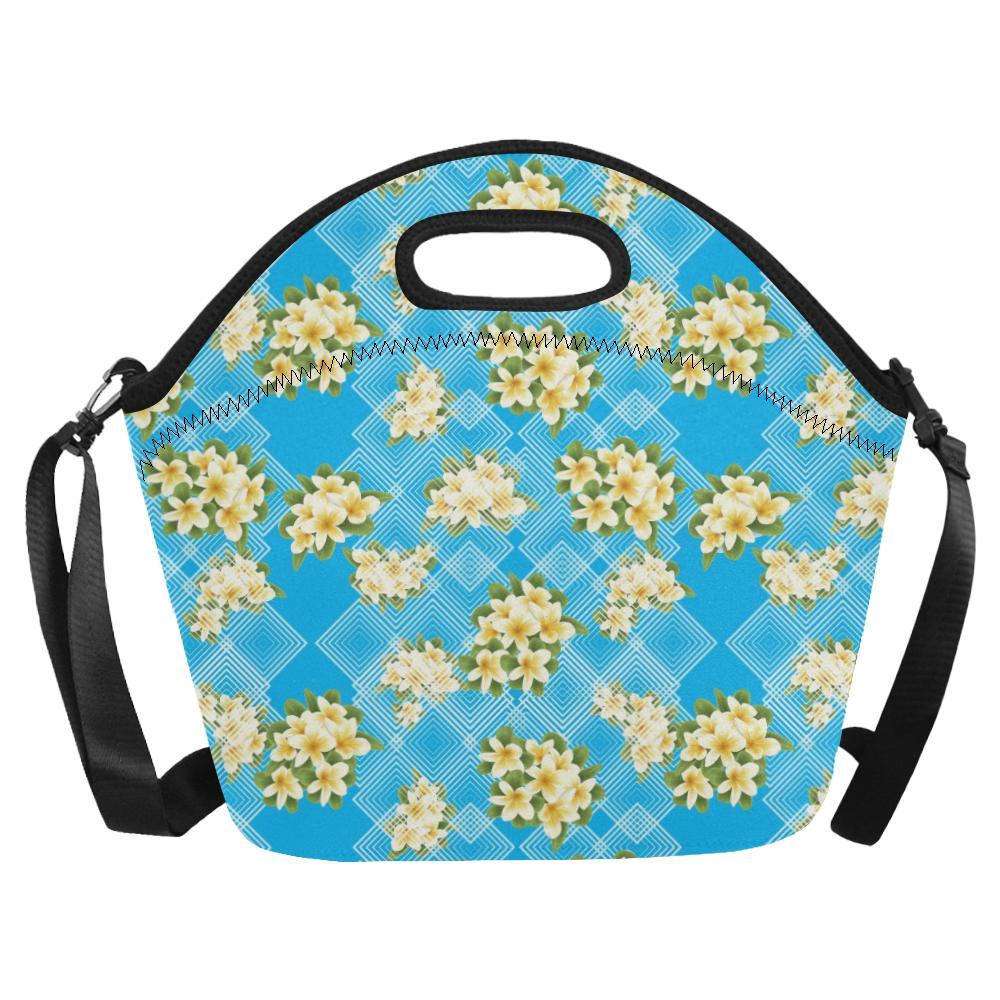 Yellow Plumeria Design Print Pattern Neoprene Lunch Bag-JorJune