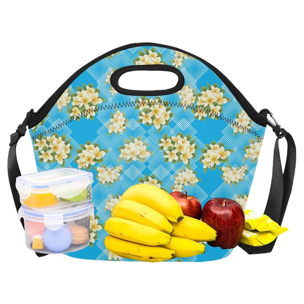 Yellow Plumeria Design Print Pattern Neoprene Lunch Bag-JorJune