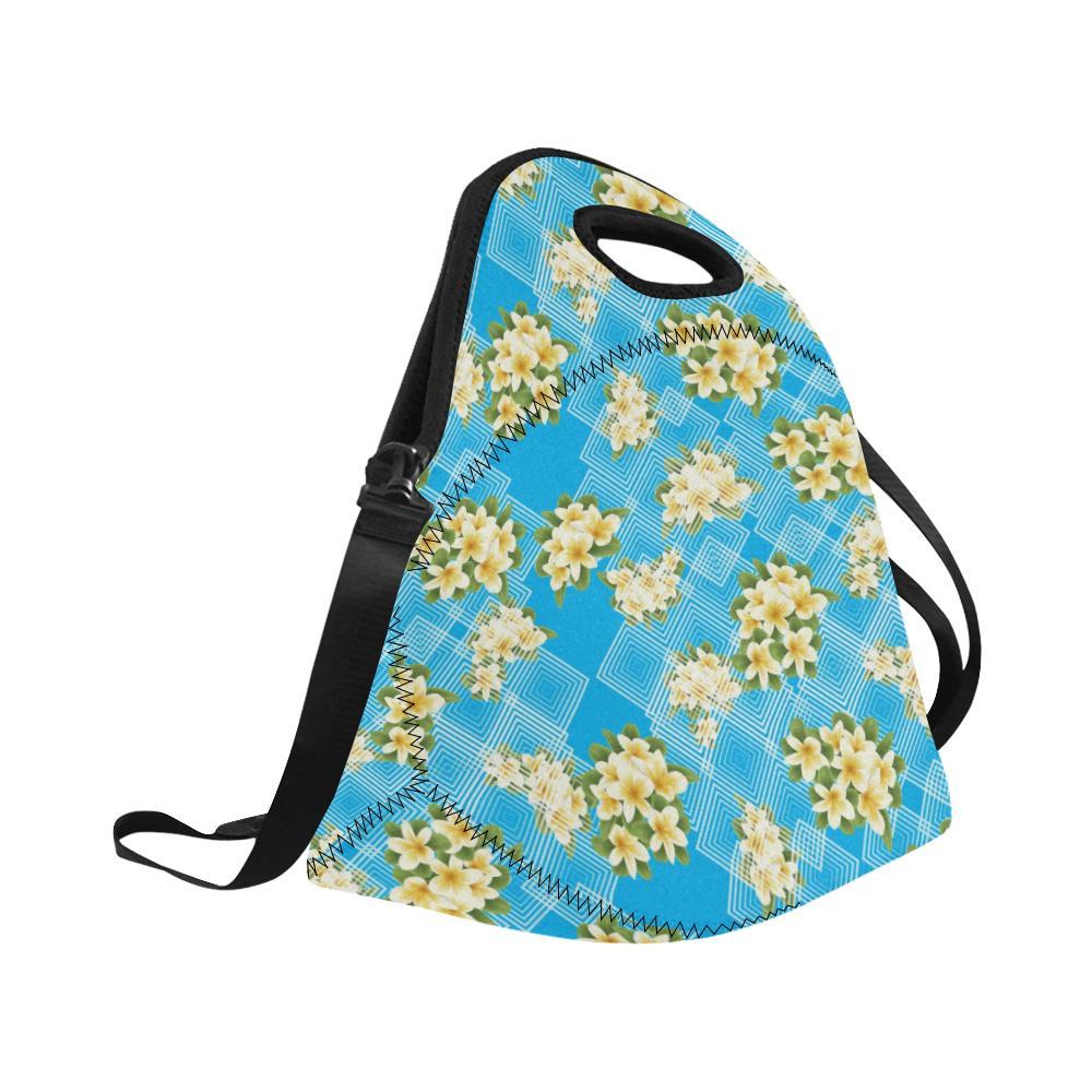Yellow Plumeria Design Print Pattern Neoprene Lunch Bag-JorJune