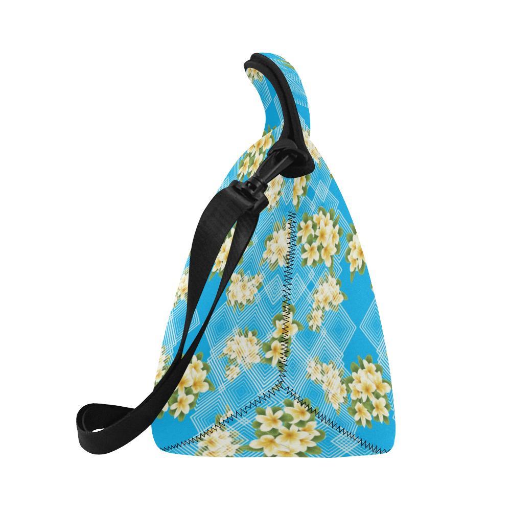 Yellow Plumeria Design Print Pattern Neoprene Lunch Bag-JorJune