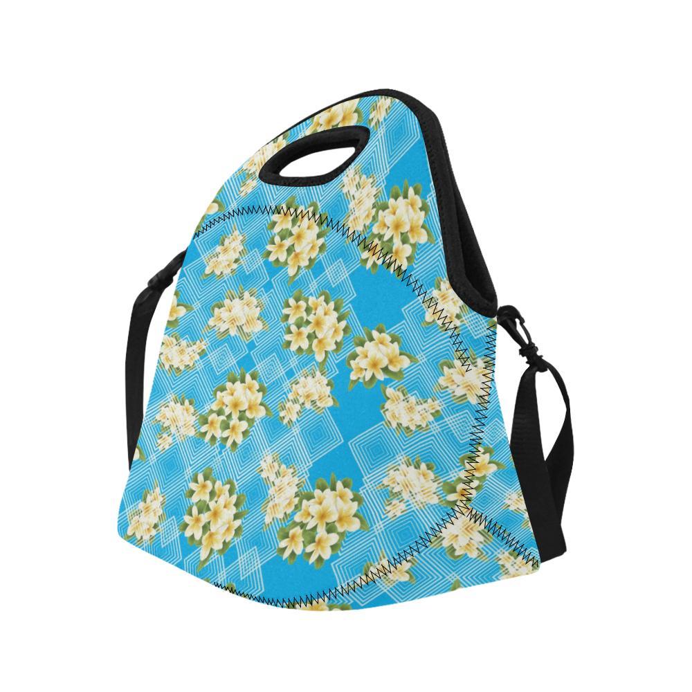 Yellow Plumeria Design Print Pattern Neoprene Lunch Bag-JorJune